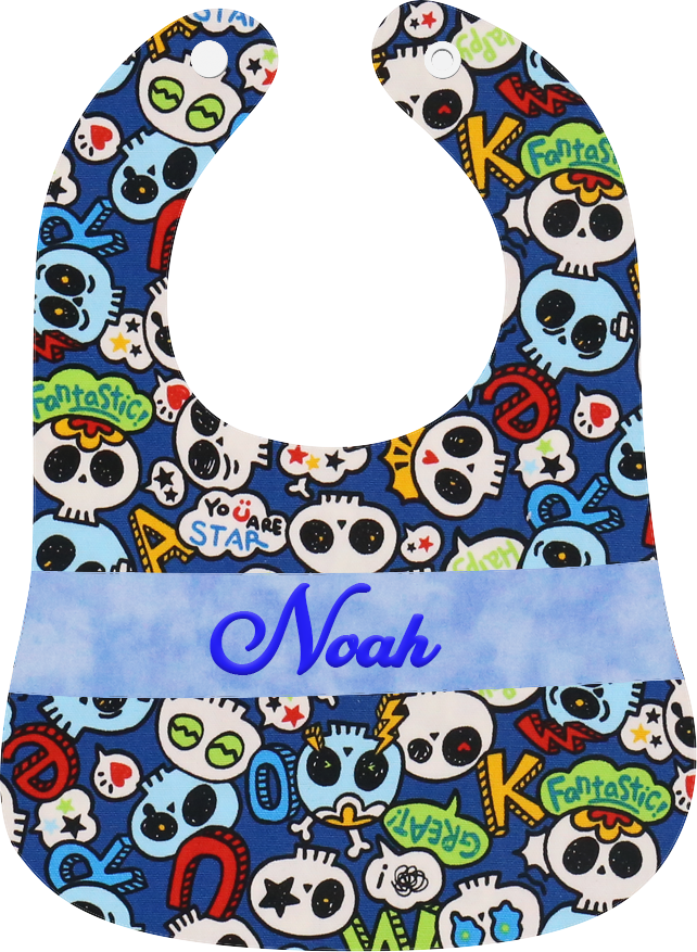 藍色外星人物繡名口水肩