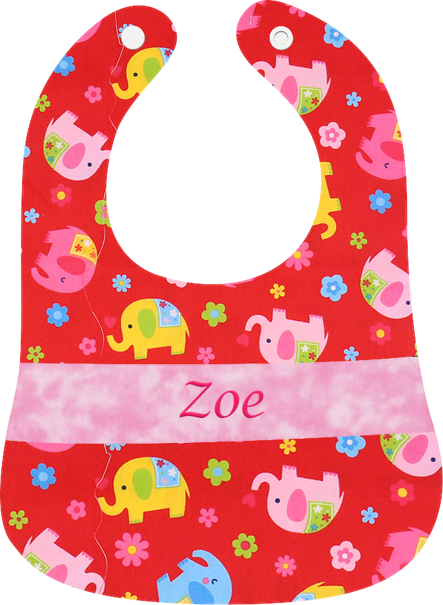 紅色大象繡名口水肩