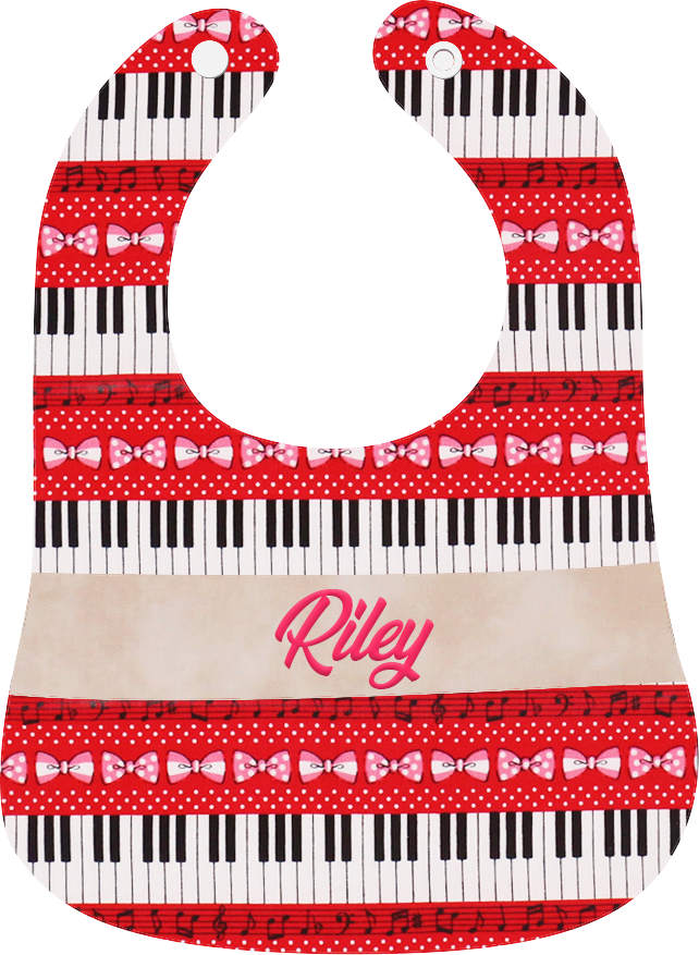 紅色鋼琴繡名口水肩