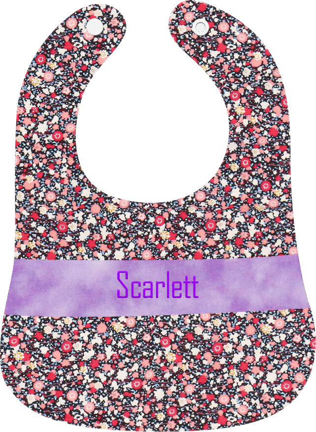 紫色碎花繡名口水肩