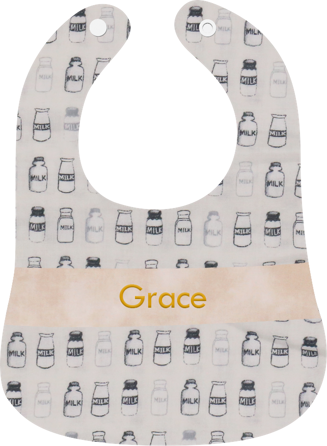 米色牛奶繡名口水肩