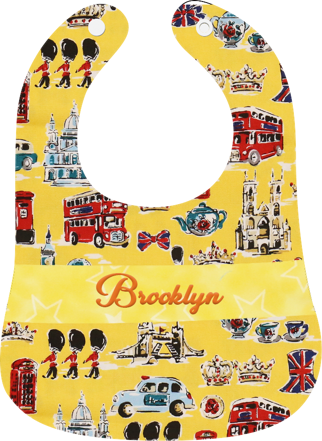 黃色英倫繡名口水肩