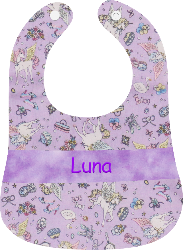 紫色天使馬繡名口水肩