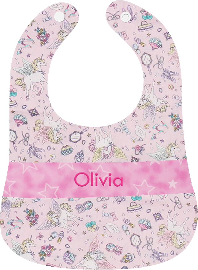 粉紅色天使馬繡名口水肩