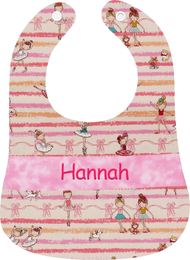 粉色芭蕾舞女孩繡名口水肩