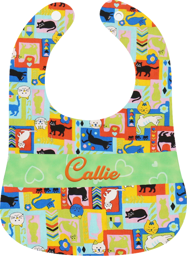 彩色貓咪繡名口水肩