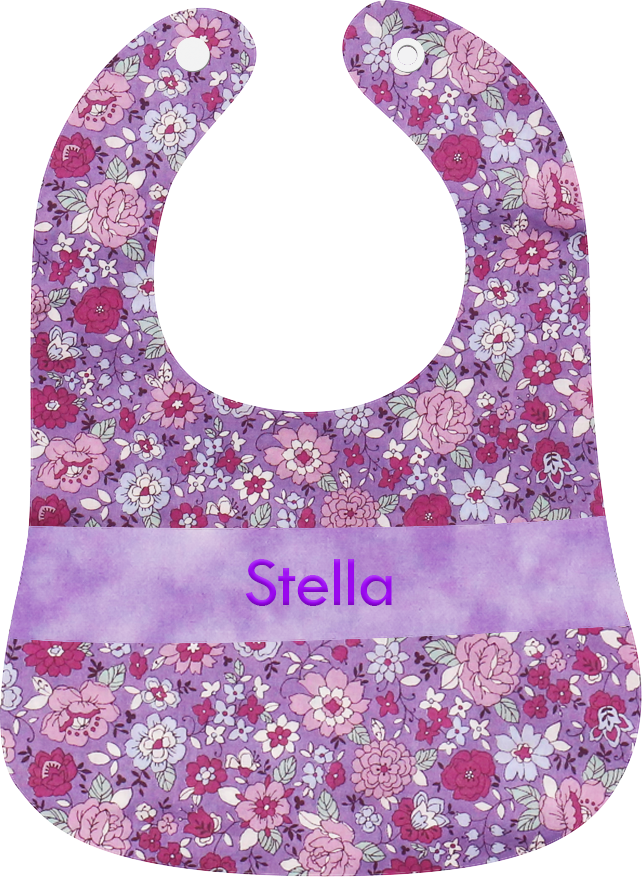 紫色花園繡名口水肩