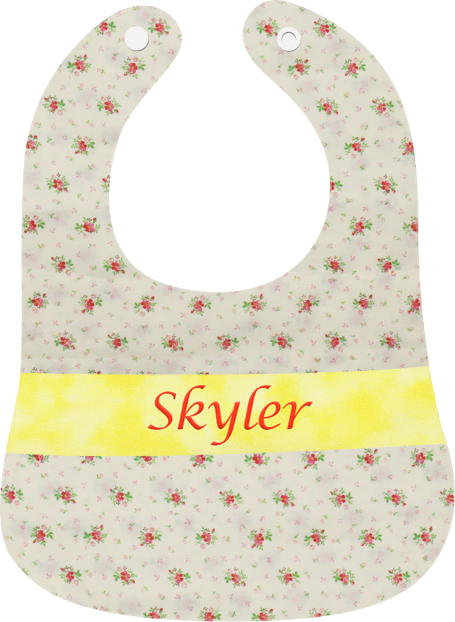 米黃色碎花繡名口水肩