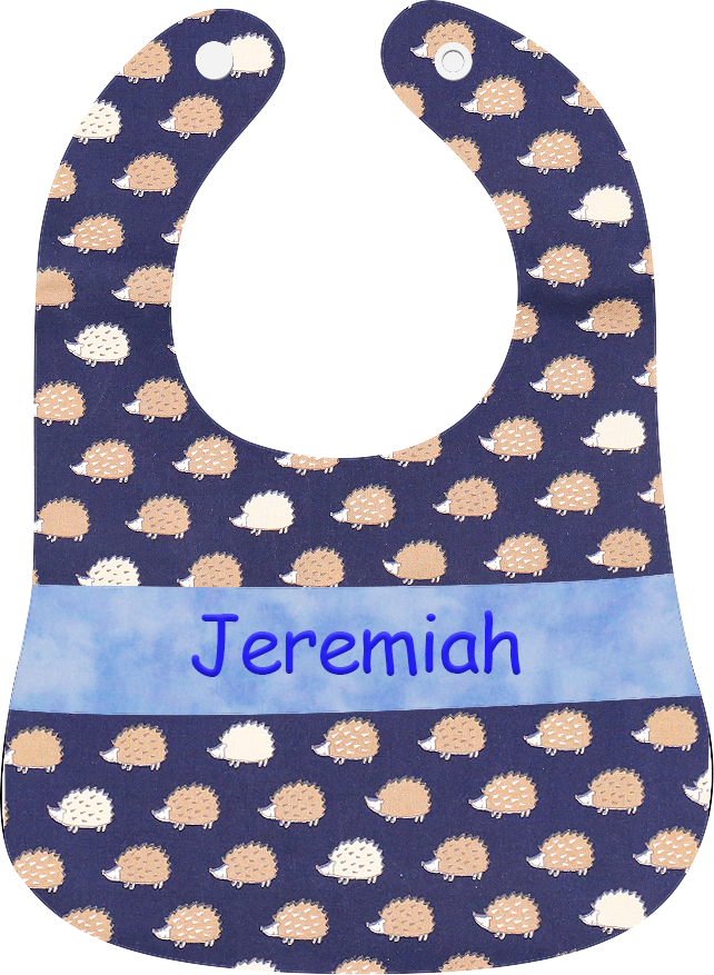 深藍色刺蝟繡名口水肩