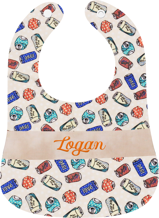 淡黃色汽水繡名口水肩