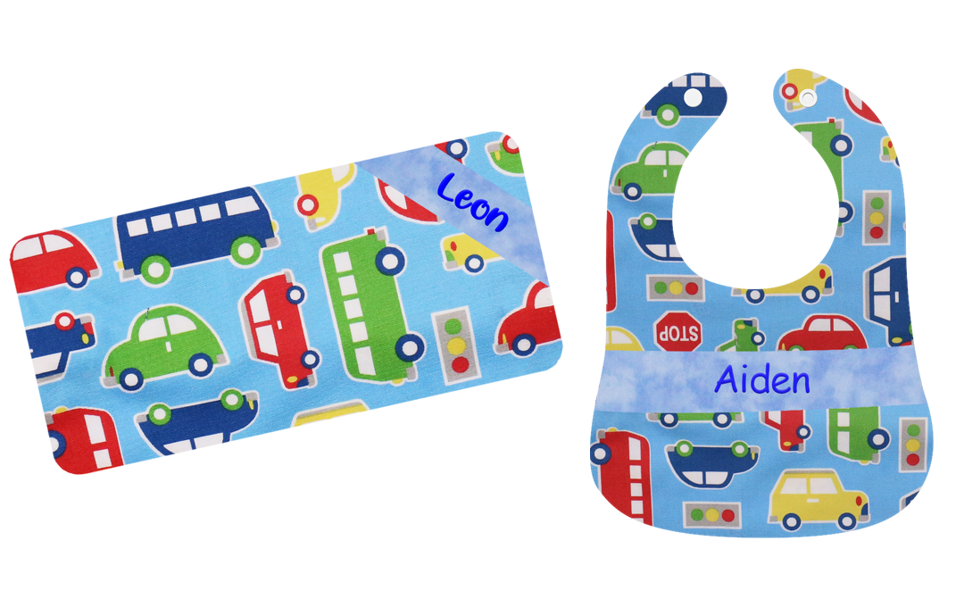 藍色交通工具繡名嬰兒禮盒