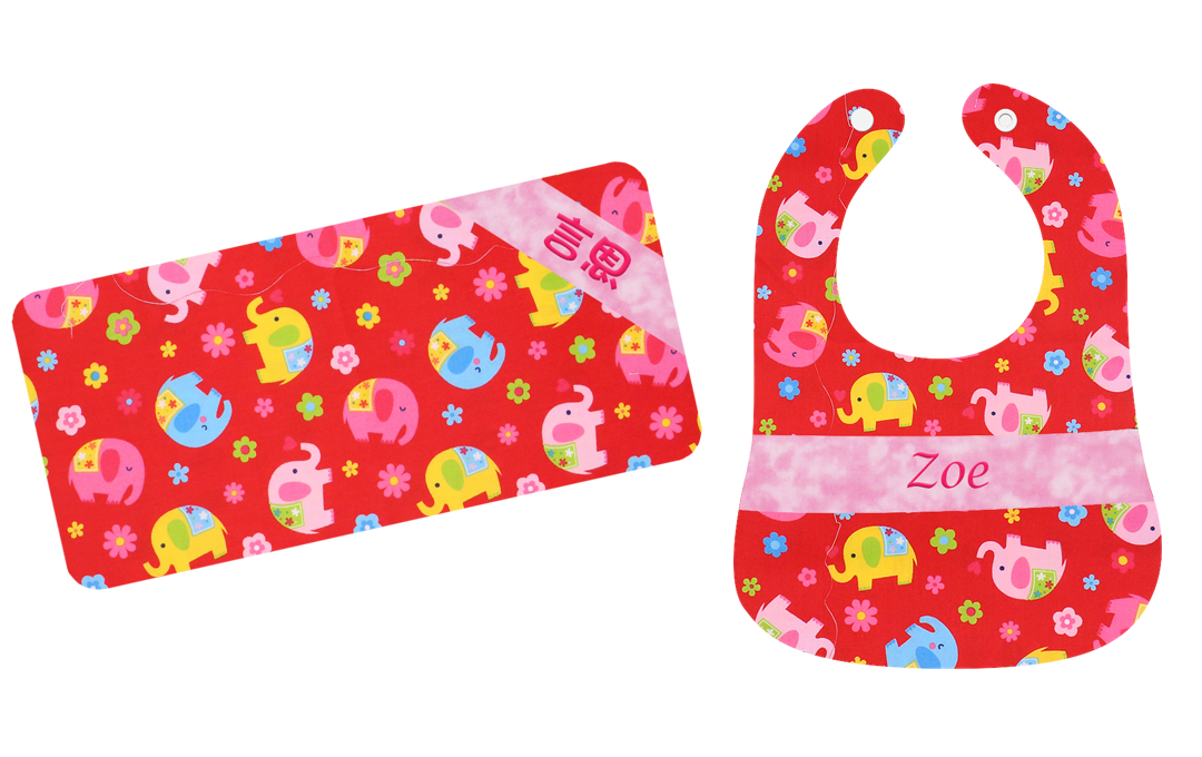 紅色大象繡名嬰兒禮盒