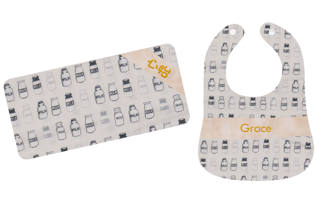 米色牛奶繡名嬰兒禮盒