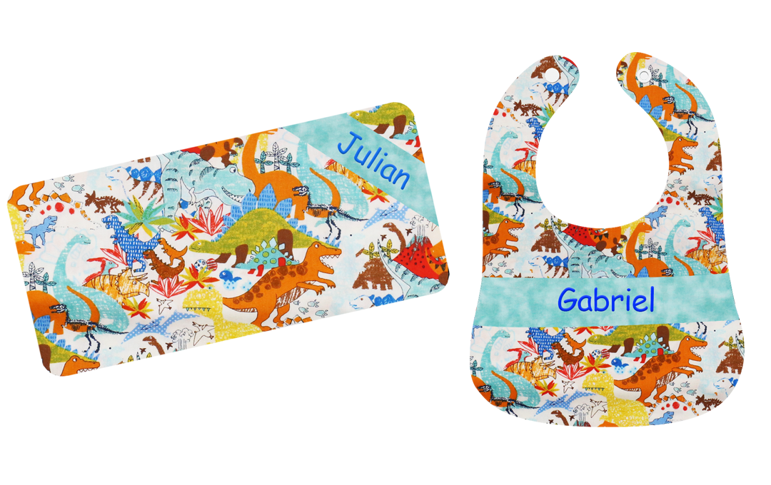 彩色恐龍繡名嬰兒禮盒