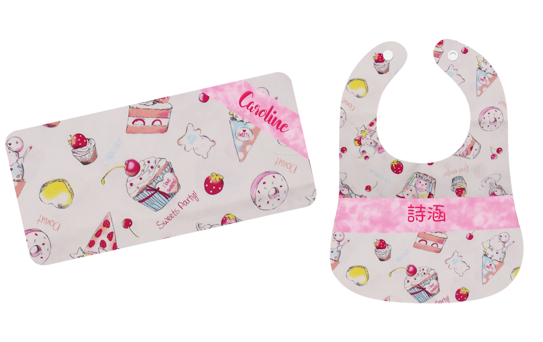 米白色甜品繡名嬰兒禮盒