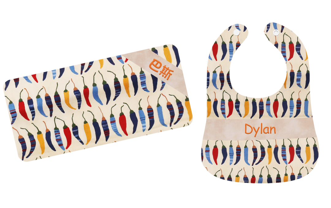 淡黃色辣椒仔繡名嬰兒禮盒