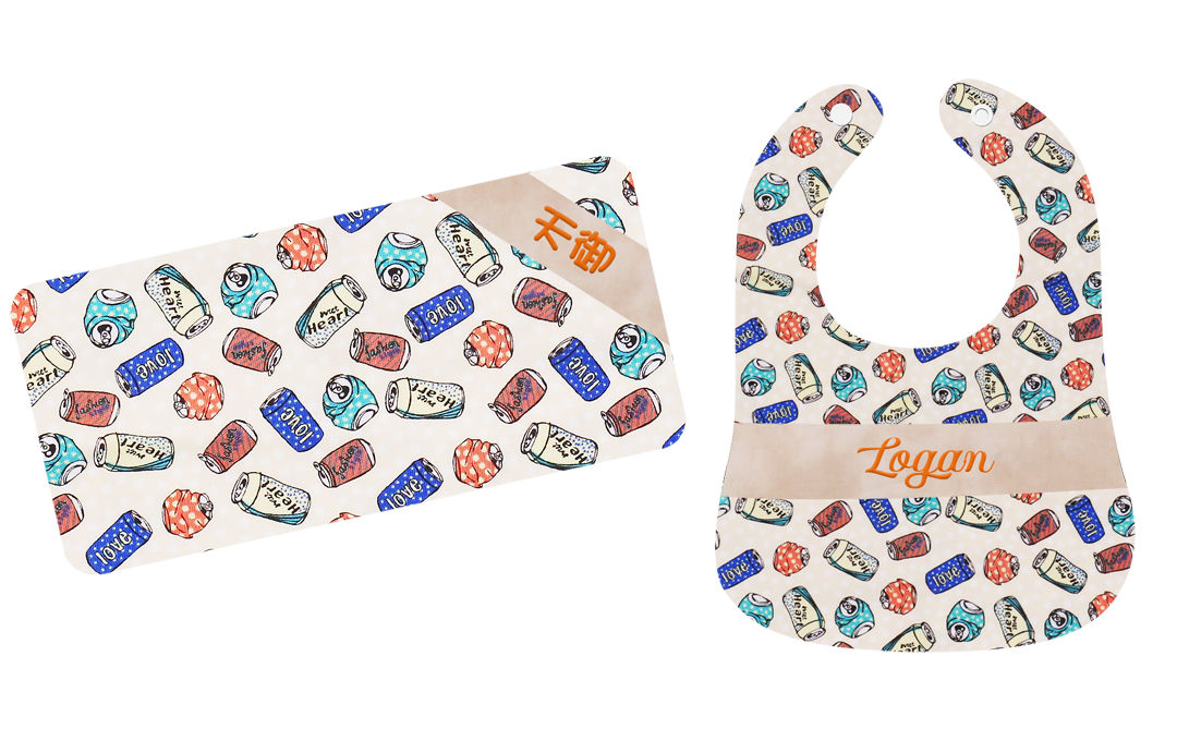 淡黃色汽水繡名嬰兒禮盒