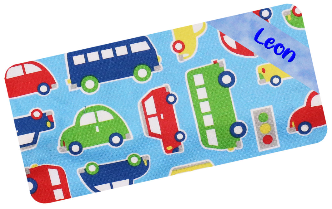 藍色交通工具繡名油柑葉枕