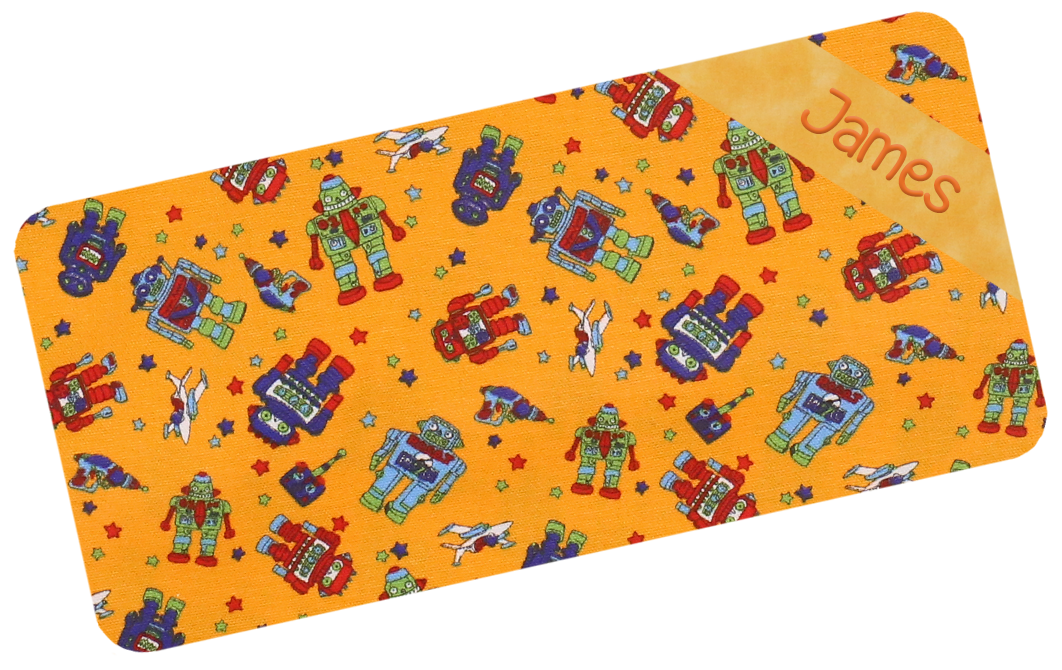 橙色機械人繡名油柑葉枕