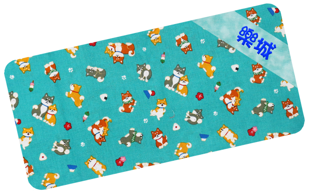 綠松石色柴狗繡名油柑葉枕