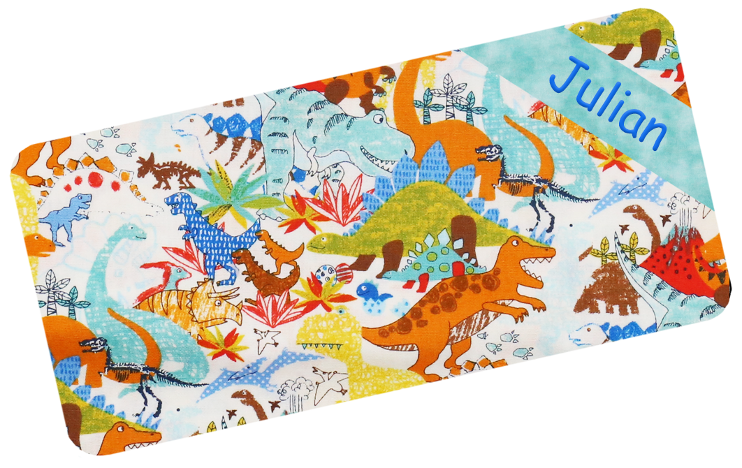 彩色恐龍繡名油柑葉枕