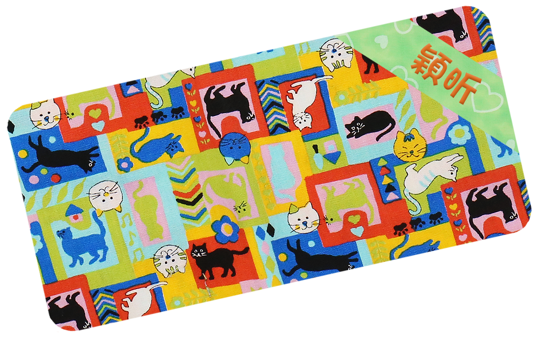 彩色貓咪繡名油柑葉枕