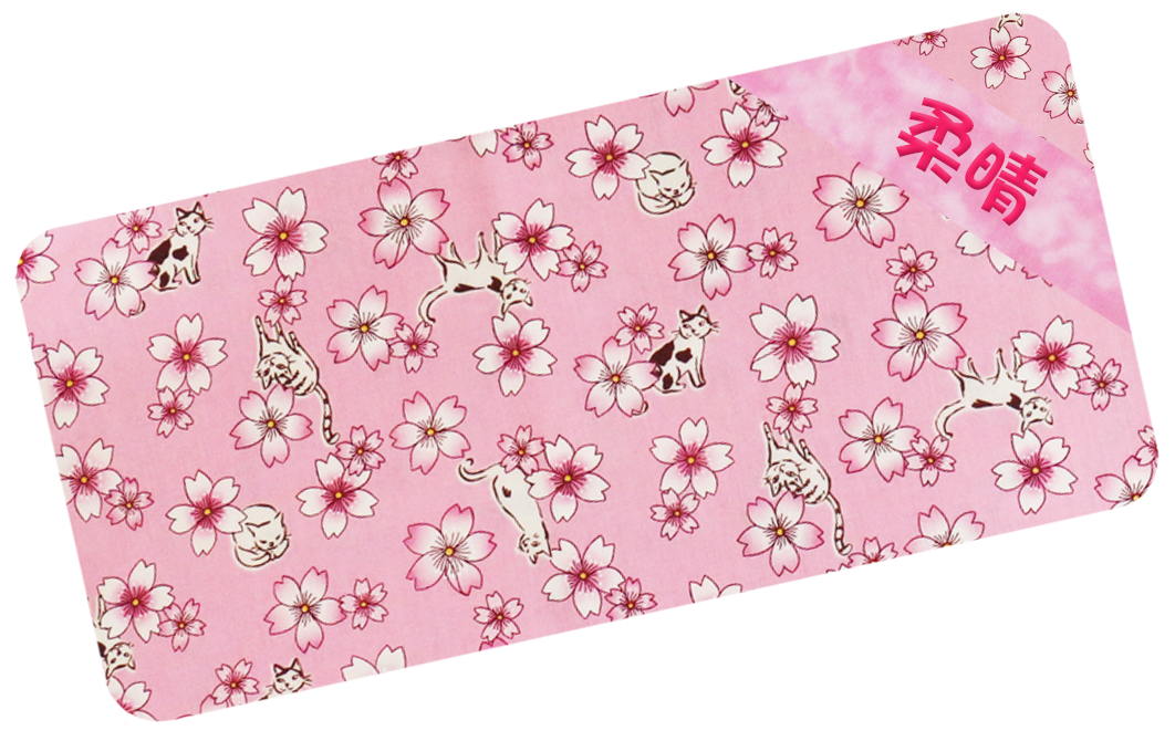 粉色櫻花貓咪繡名油柑葉枕